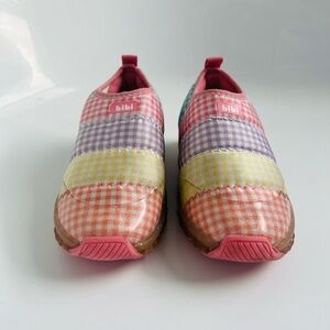 Little kids girls light up pink plaid shoes size 13